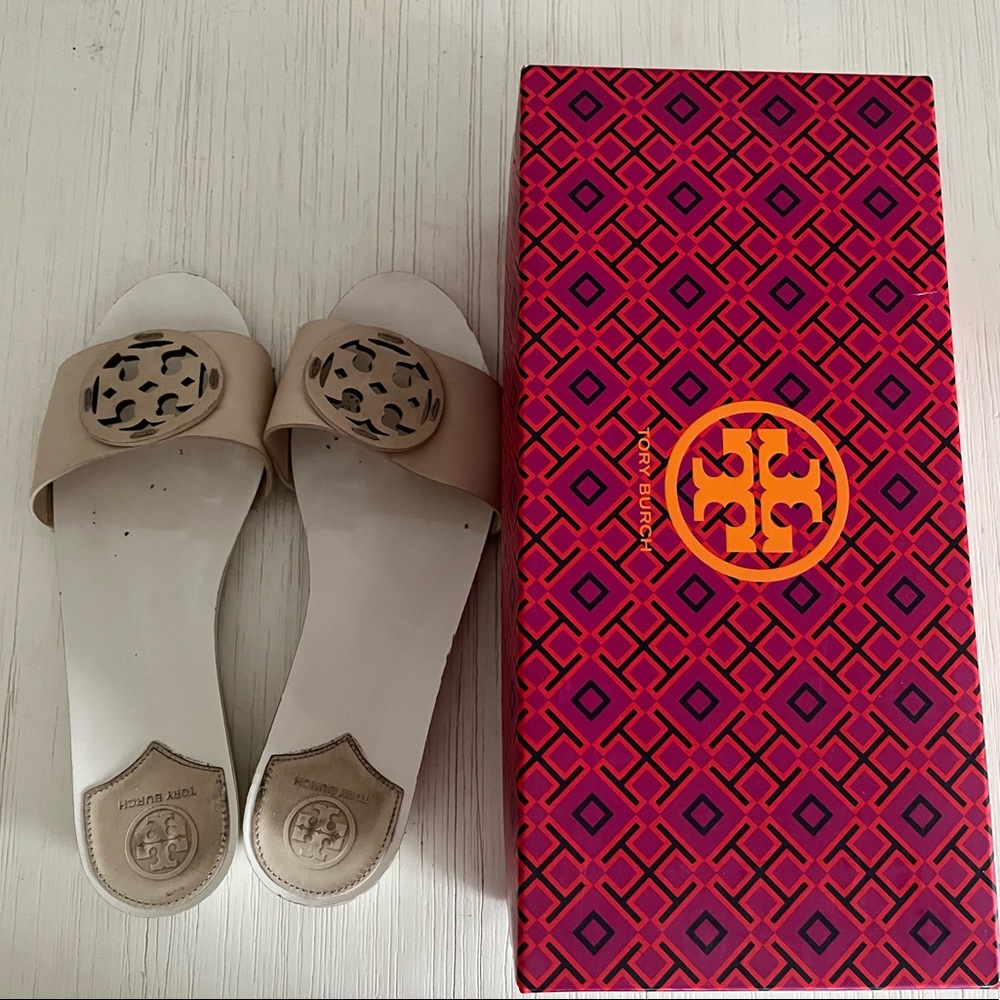Tory Burch dulche de Leche Miller slides Nappa / Vegan leather size 8.